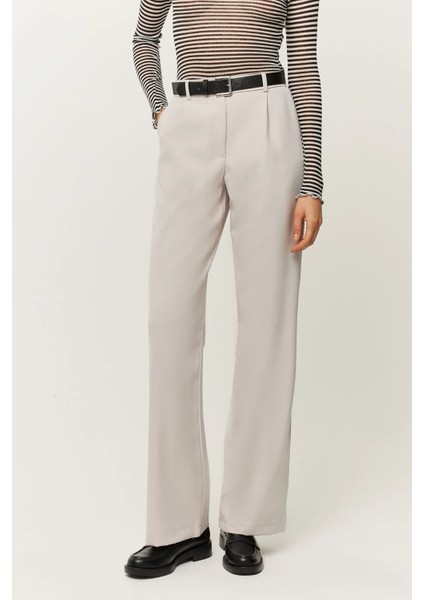 Kadın Düz Paça Pantolon Natural