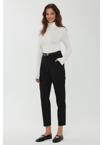 Kadın Havuç Fit Basic Pantolon Siyah