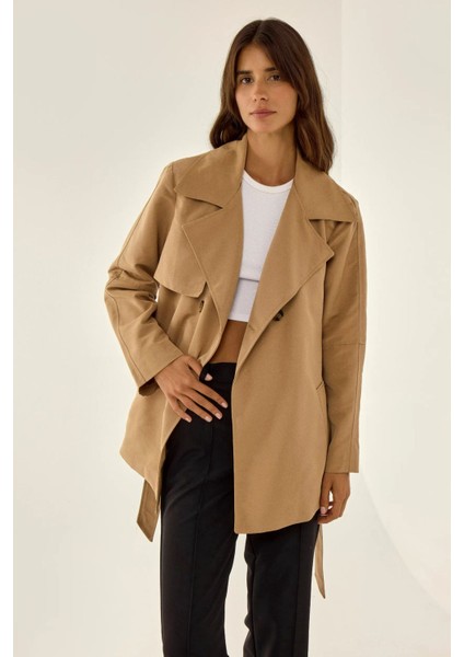 Kadın Kahverengi Trençkot Natural