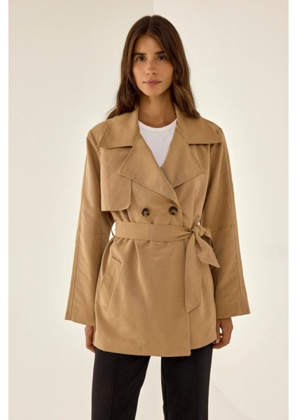 Kadın Kahverengi Trençkot Natural