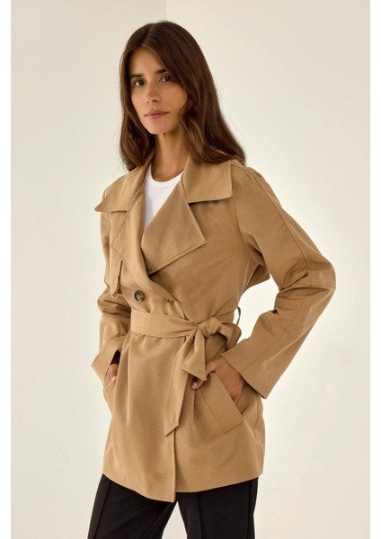 Kadın Kahverengi Trençkot Natural