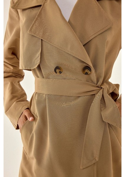 Kadın Kahverengi Trençkot Natural