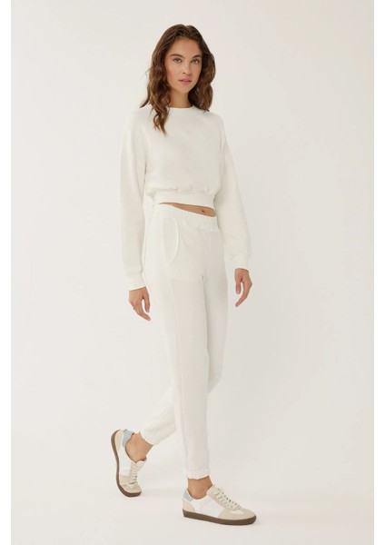 Kadın Beyaz Jogger Pantolon White