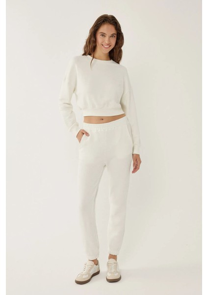 Kadın Beyaz Jogger Pantolon White