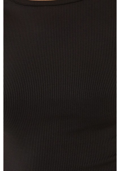 Kadın Sırtı Açık Crop Top Black