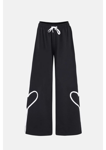 Kadın Kalp Detaylı Pantolon Black