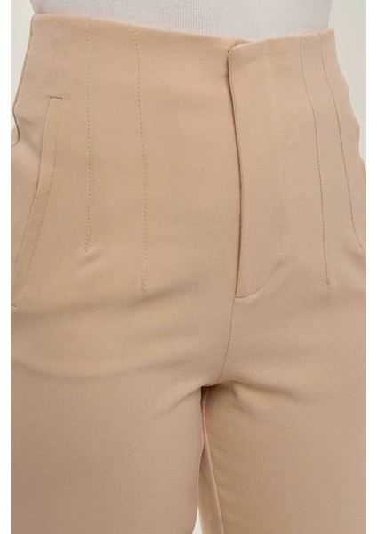 Kadın Nude Fitted Yüksek Bel Pantolon Natural