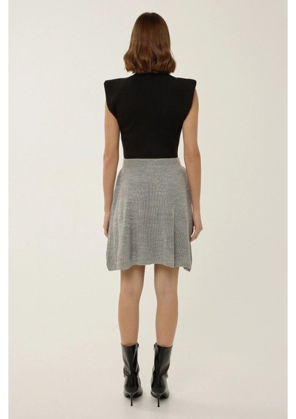 Kadın Triko Mini Etek Grey