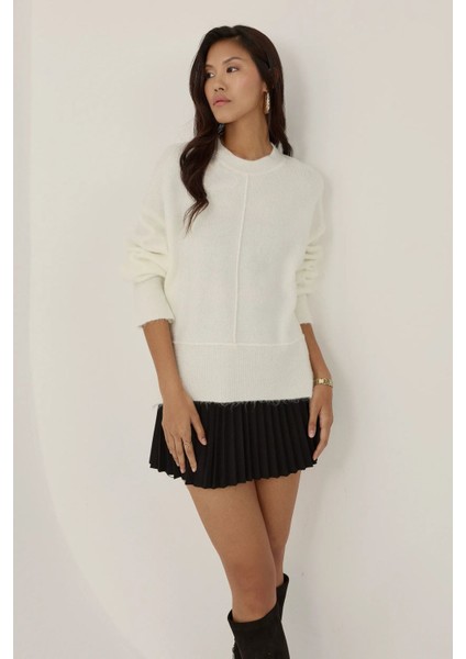 Kadın Relaxed Fit Triko Kazak Natural