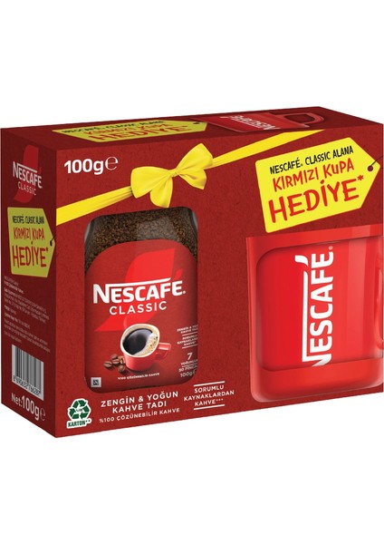 Classic Kavanoz Kahve 100 G + Kırmızı Kupa