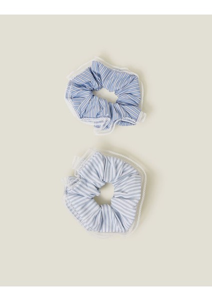 Çizgili Saç Lastiği Mavi