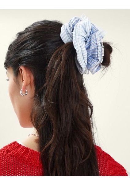 Çizgili Saç Lastiği Mavi modelleri