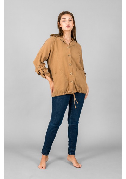 Müslin Kadın Kapüşonlu Ceket