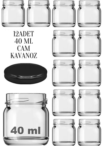 12 Adet 40 ml Metal Kapaklı Şeffaf Numune Mama Ek Gıda Şekerleme Reçellik Küçük Cam Kavanoz indirimleri