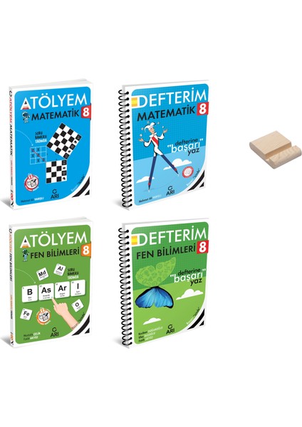 Lgs 8. Sınıf Matematik ve Fen Bilimleri Atölyem ve Defterim 4lü Set + Telefon Standı