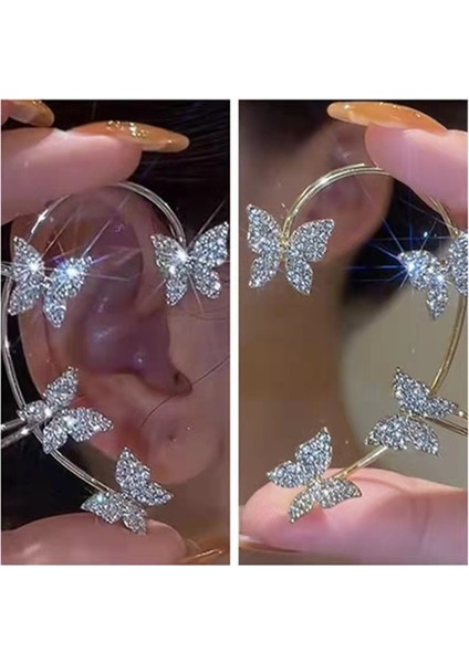 Tekli Zikron Taşlı Kelebek Earcuff Kıkırdak Küpe modelleri