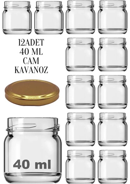 12 Adet 40 ml Metal Kapaklı Şeffaf Numune Mama Ek Gıda Şekerleme Reçellik Küçük Cam Kavanoz fiyatları