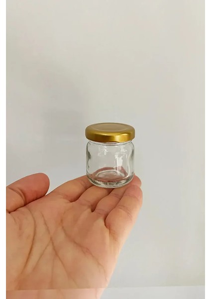 12 Adet 40 ml Metal Kapaklı Şeffaf Numune Mama Ek Gıda Şekerleme Reçellik Küçük Cam Kavanoz modelleri