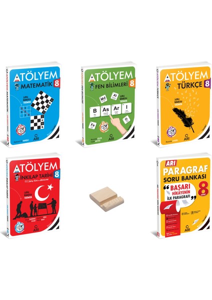Lgs 8. Sınıf Atölyem Matematik Fen Türkçe Inkılap ve Paragraf 5li Set + Telefon Standı