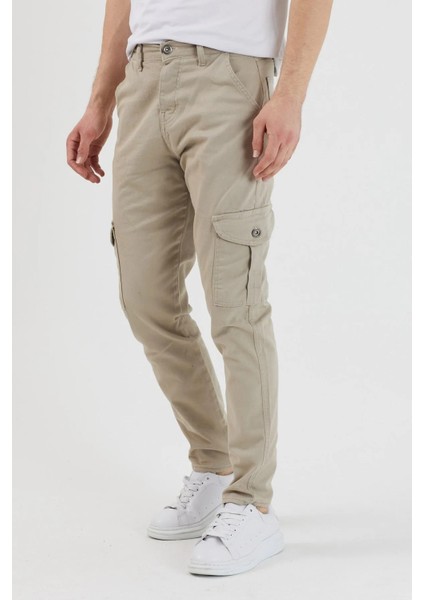 Erkek Bol Paça Esnek Krem Kargo Cepli Pantolon indirimleri