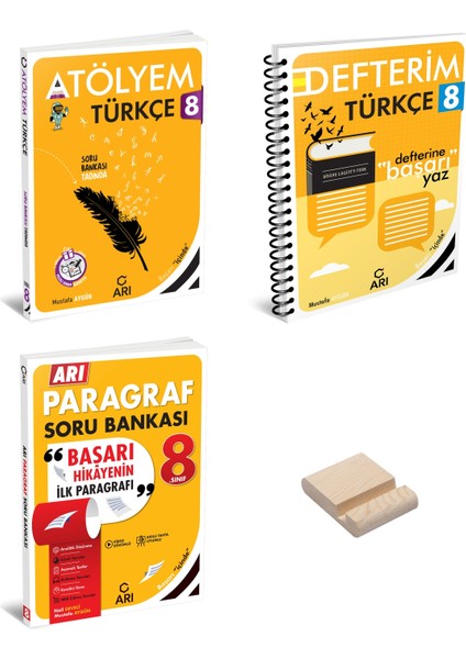 Lgs 8. Sınıf Türkçe ve Paragraf Atölyem-Defterim 3lü Set + Telefon Standı