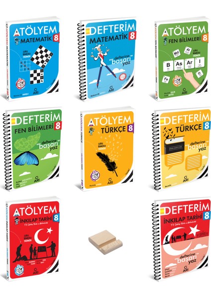 Lgs 8. Sınıf Matematik Fen Türkçe ve Inkılap Atölyem - Defterim 8li Set + Telefon Standı