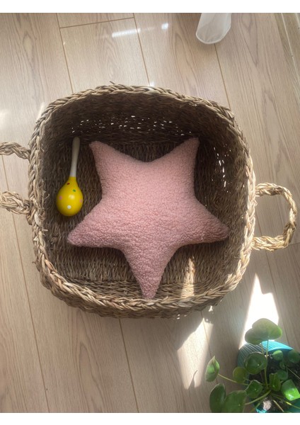 Teddy Yıldız Yastık Pembe Bebek/çocuk Odası Dekoratif Yastık 40 cm