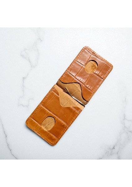 Taba Erkek Cüzdan Para Klipsli Hakiki Deri İnce Pratik Kartlık Cüzdan Desenli