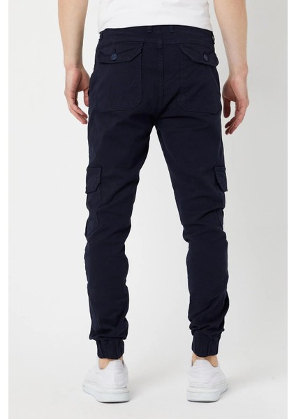 Erkek Lastikli Paça Kargo Cep Lacivert Pantolon modelleri