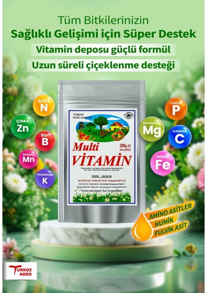 TURKOZ MULTİVİTAMİN TÜM BİTKİ ÇİÇEK BESİNLERİ KARIŞIMI Hobi kullanımı içindir (küçük boy)