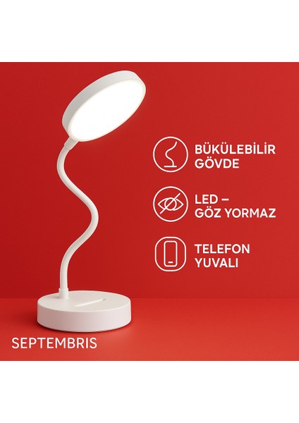 Telefon Yuvalı Bükülebilir LED Masa Lambası – Çalışma & Okuma Için