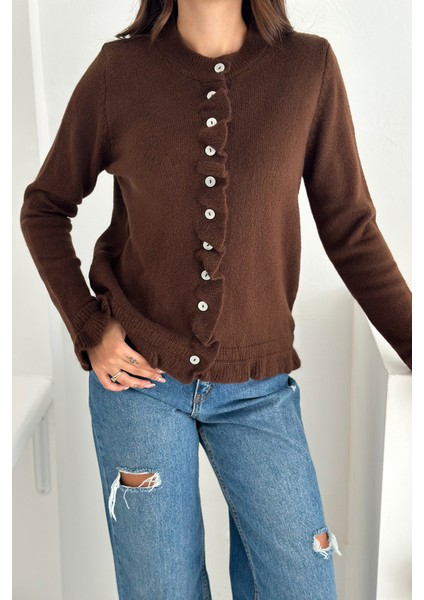 Kadın Kalın Tiftik Hırka – Fırfır Kollu & Yumuşak Dokulu fiyatları