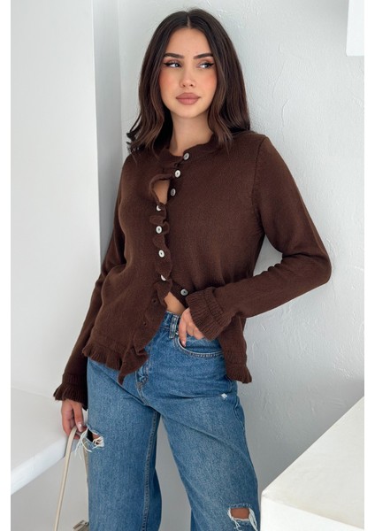 Kadın Kalın Tiftik Hırka – Fırfır Kollu & Yumuşak Dokulu modelleri