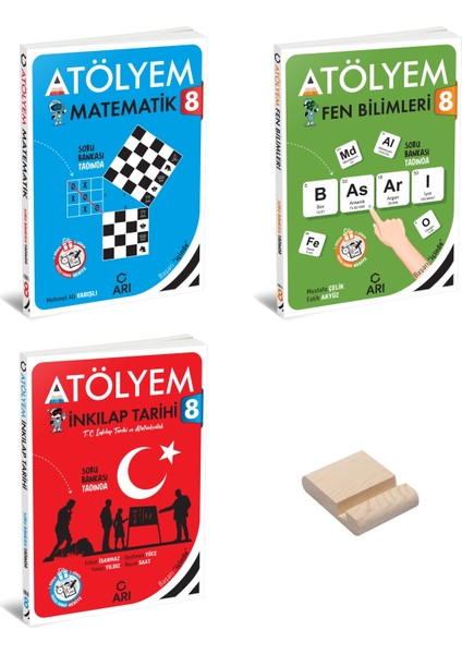 Lgs 8. Sınıf Atölyem Matematik Fen Bilimleri ve Inkılap Tarihi 3lü Set + Telefon Standı