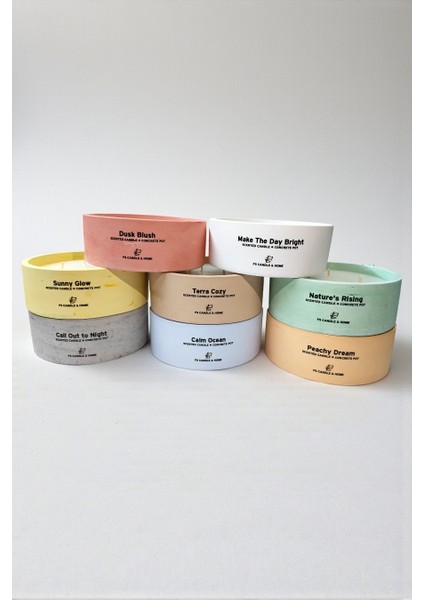 Kokulu Dekoratif Beton Mum, 2'li Set modelleri