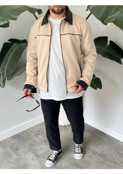Erkek Krem Mevsimlik Süet Ceket modelleri