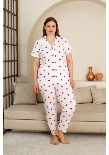 %100 Pamuk Düğmeli Kadın Pijama Takımı