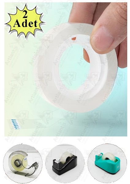 Şeffaf Para Bandı 12MM x 33 Metre 2 Adet Artlantis Şeffaf Okul Ofis Kırtasiye Bantı Yüksek Kaliteli Paketleme Bandı