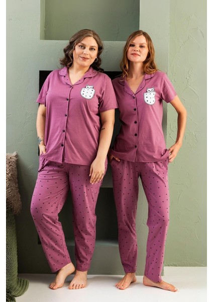 %100 Pamuk Düğmeli Kadın Pijama Takımı indirimleri