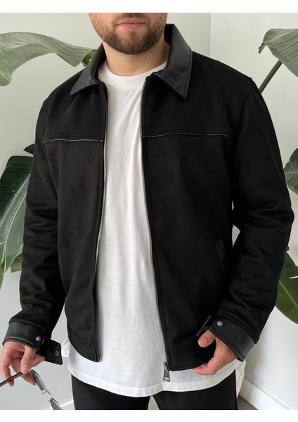 Erkek Siyah Mevsimlik Süet Ceket