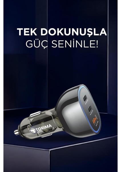 Torıma C11 Siyah 68W Çok Portlu Hızlı Şarj Destekli Araç Şarj Aleti USB ve Type-C Girişli fiyatları