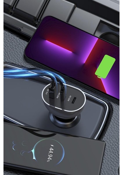 Torıma C11 Siyah 68W Çok Portlu Hızlı Şarj Destekli Araç Şarj Aleti USB ve Type-C Girişli modelleri