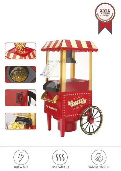 Tpm-01 Kırmızı Yağsız Mısır Patlatma Popcorn Makinesi