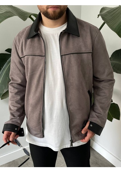 Erkek Gri Mevsimlik Süet Ceket