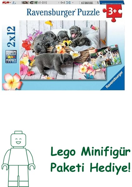 Ravensburger, 2X12P Puzzle Yavru Köpekler, Çocuk Puzzle