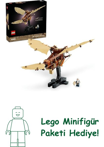 Icons Leonardo Da Vinci’nin Uçan Makinesi 10363 – Tarih ve Havacılık Meraklısı Yetişkinlere Özel Dekoratif Yapım Seti, Hediye Fikri (493 Parça)