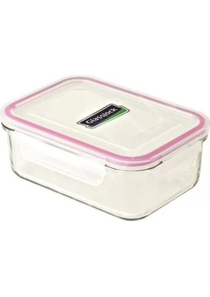 Şeffaf Konik Dikdörtgen Cam Saklama Kabı, 1700 Ml, Pembe, Sağlıklı ve Şık Saklama Çözümü