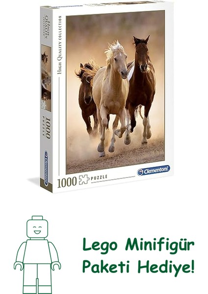 Clementoni - 1000 Parça Hq Collection Yetişkin Puzzle - Running Horses