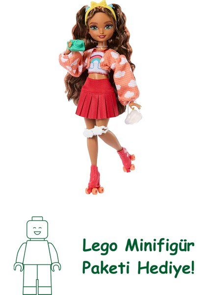 Barbie Rüya Arkadaşlar Bebek ve Aksesuarları, Eklemleri Bükülebilen, Kahverengi Saçlı, Patenci Teresa Bebek, Video Oyunu Temalı 9 Parça, JFX98