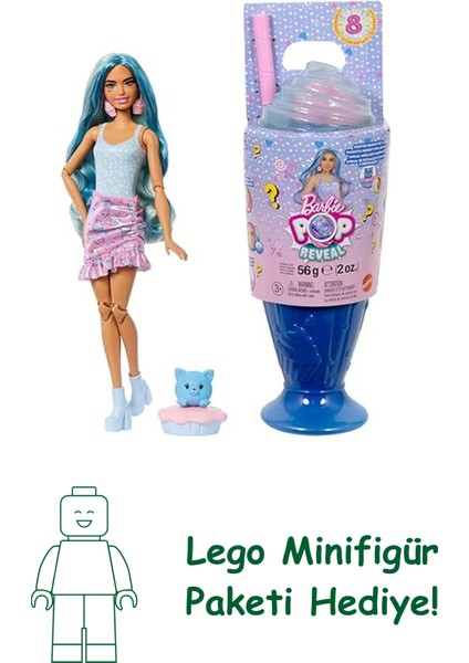 Barbie Pop Reveal Serisi Bebek ve Aksesuar Seti, Atıştırmalık Serisi, Kapkek Düşkünü Havalı Kız ve Evcil Hayvanı, Renk Değişimi Dahil 8 Sürpriz, JFY61